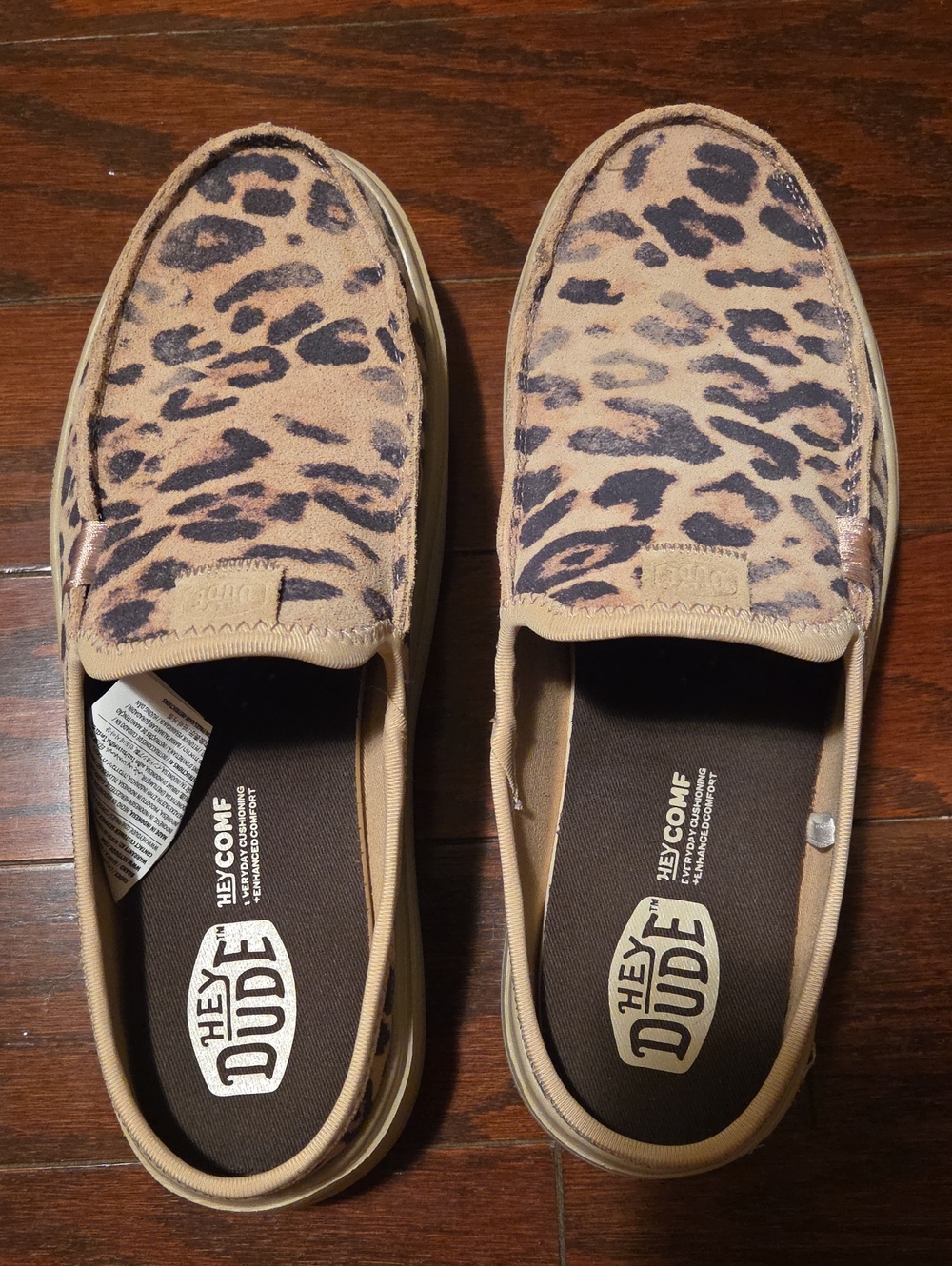 Hey Dude Leopard Print Slip-On Loafers in Tan and Black